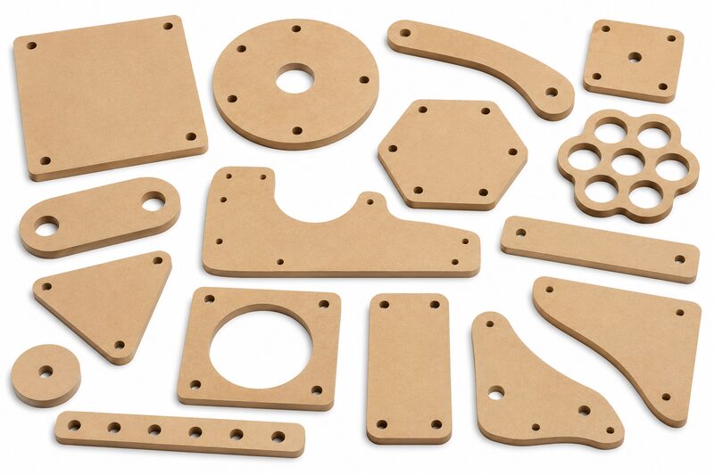 MDF parts in various shapes